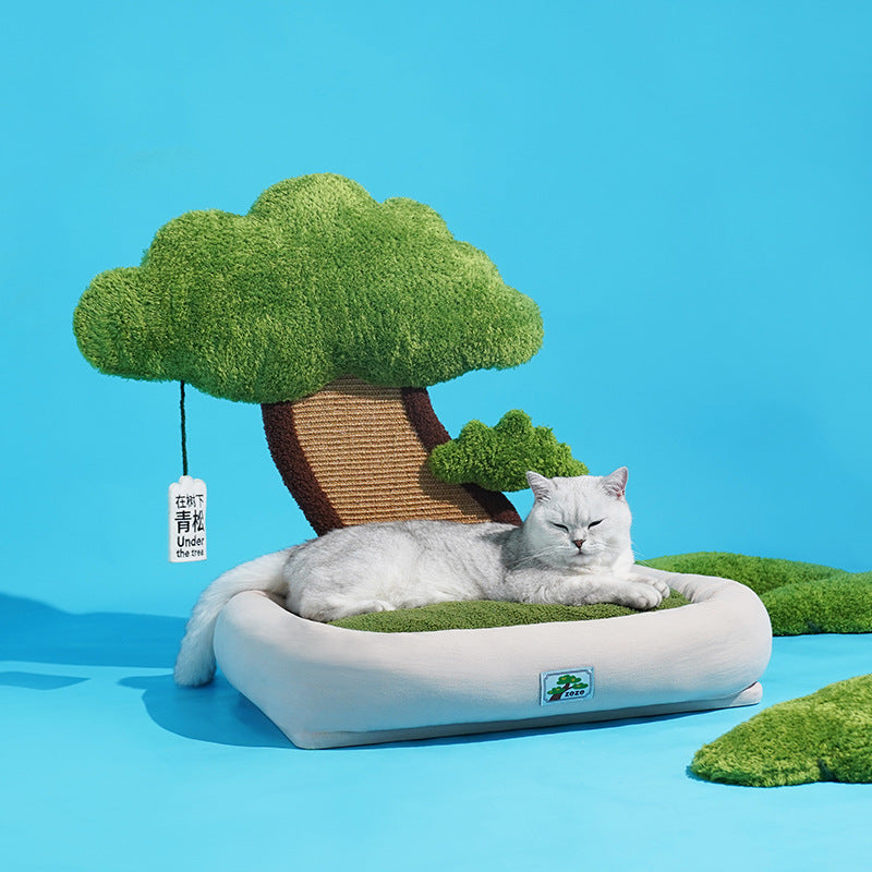 KFX-9819965 Pet Green Pine Tree Shape Cozy Cat Litter for Resting and Claw Grinding