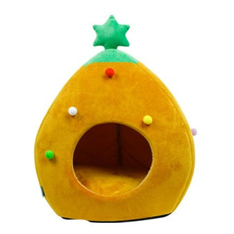 KFX-9823933 Warm Winter Christmas Tree Pet Bed for Cats and Dogs - Cozy Nest with Soft Cushion