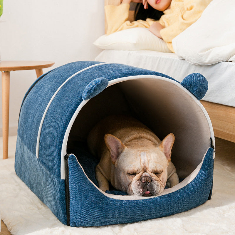 KFX-9825725 Cozy Chenille Pet House - Removable, Washable, Insulated, Available in Multiple Sizes