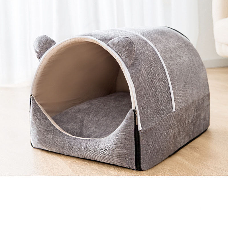 KFX-9825725 Cozy Chenille Pet House - Removable, Washable, Insulated, Available in Multiple Sizes