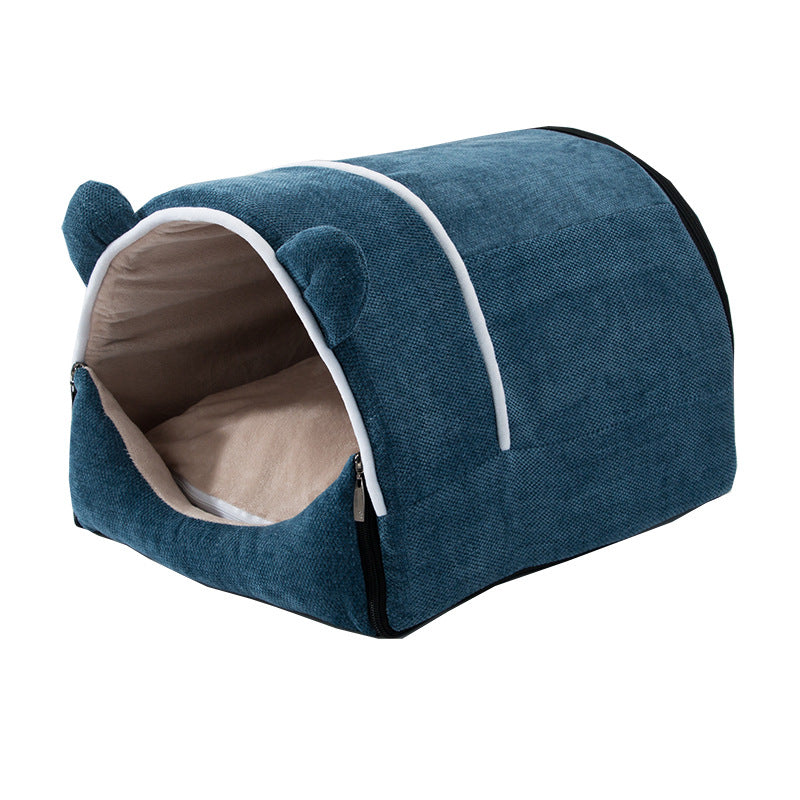 KFX-9825725 Cozy Chenille Pet House - Removable, Washable, Insulated, Available in Multiple Sizes