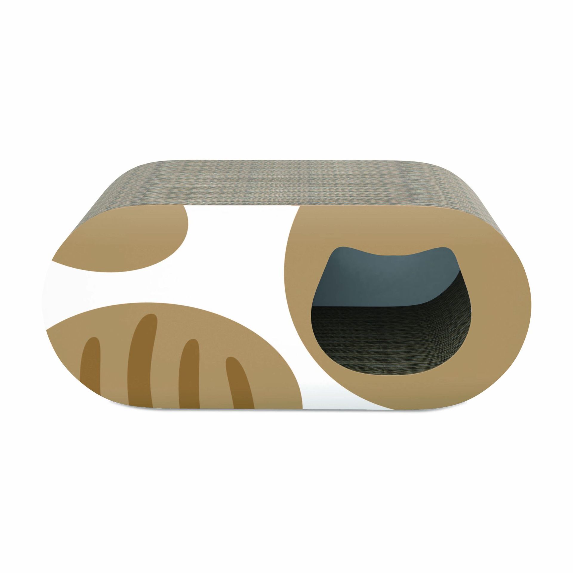KFX-9825853 Cat Scratch Board with Corrugated Paper - Yellow and Gray-Brown Patterns