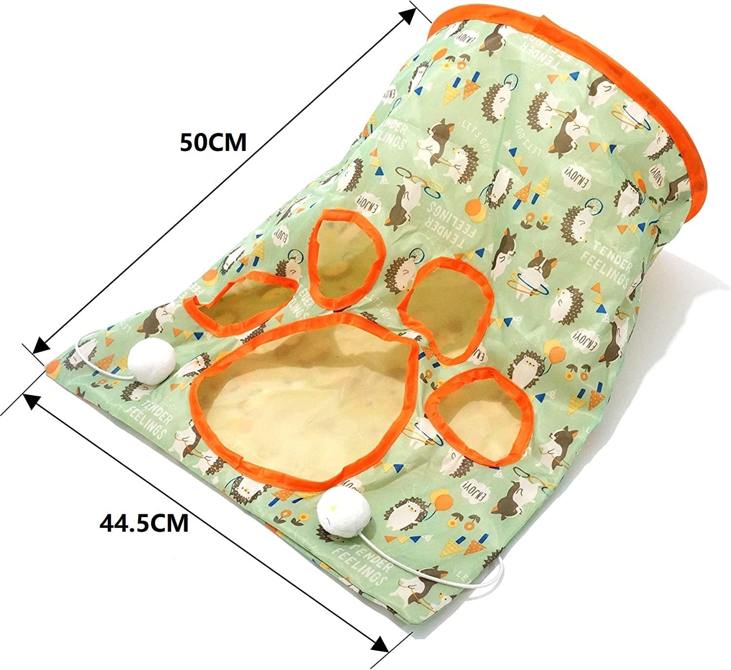 KFX-9826493 Diamond Bag Cat Toy - Sounding Hedgehog Design, Orange Polyester Cloth, 35x45x30CM