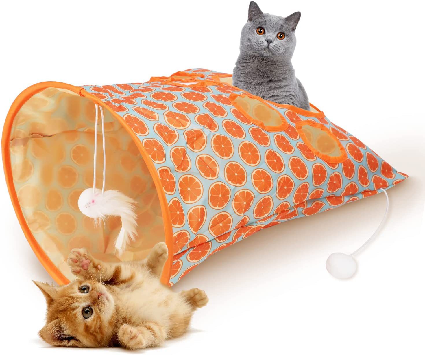 KFX-9826493 Diamond Bag Cat Toy - Sounding Hedgehog Design, Orange Polyester Cloth, 35x45x30CM