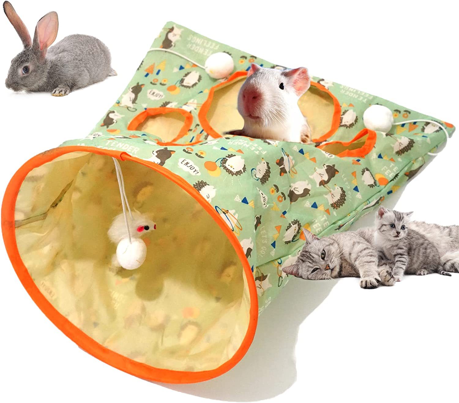 KFX-9826493 Diamond Bag Cat Toy - Sounding Hedgehog Design, Orange Polyester Cloth, 35x45x30CM