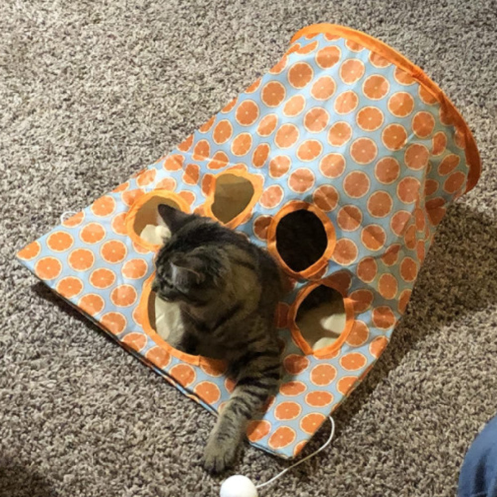 KFX-9826493 Diamond Bag Cat Toy - Sounding Hedgehog Design, Orange Polyester Cloth, 35x45x30CM