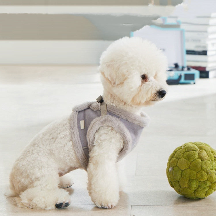 KFX-9828029 Warm Pet Vest with Adjustable Chest Strap and Traction Rope - Available in Pink and Gray