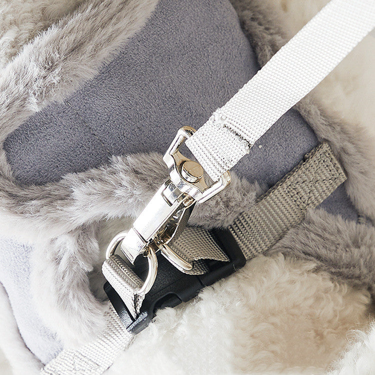 KFX-9828029 Warm Pet Vest with Adjustable Chest Strap and Traction Rope - Available in Pink and Gray
