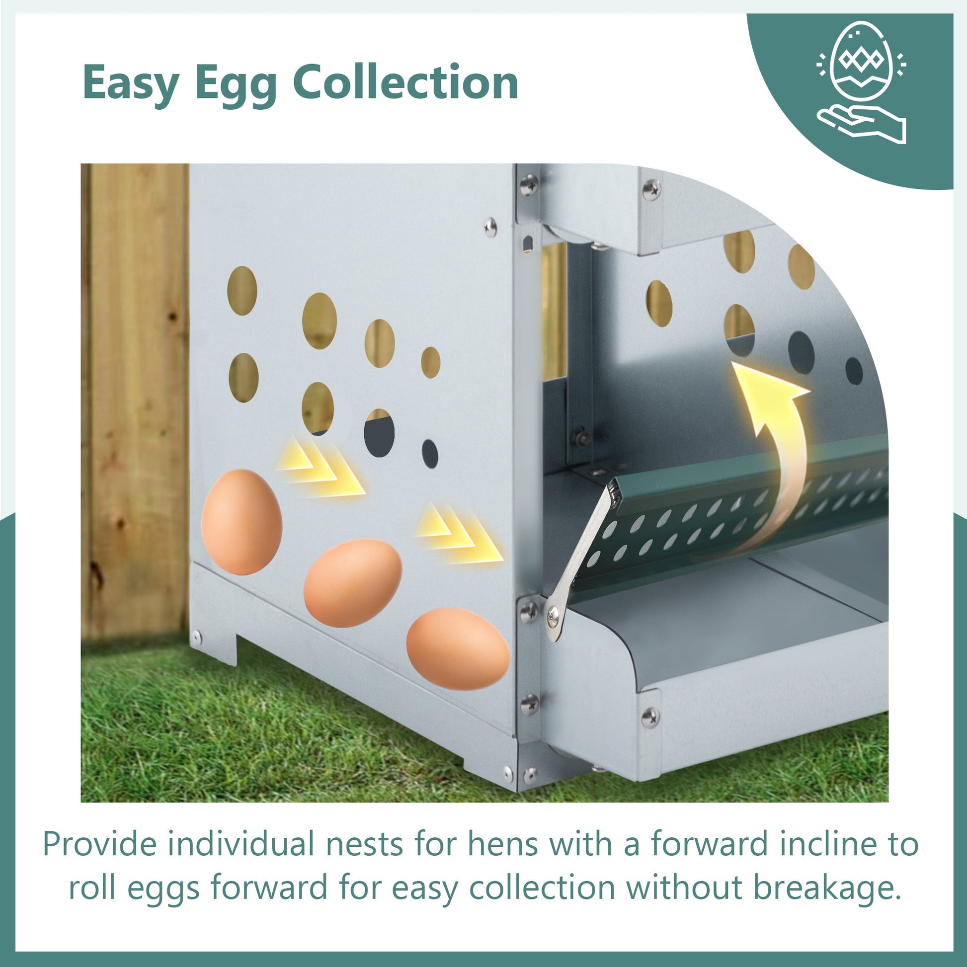 KFX-9829309 4-Compartment Metal Nesting Box for Chickens - Wall Mounted Egg Laying Coop with Ventilation and Easy Cleaning