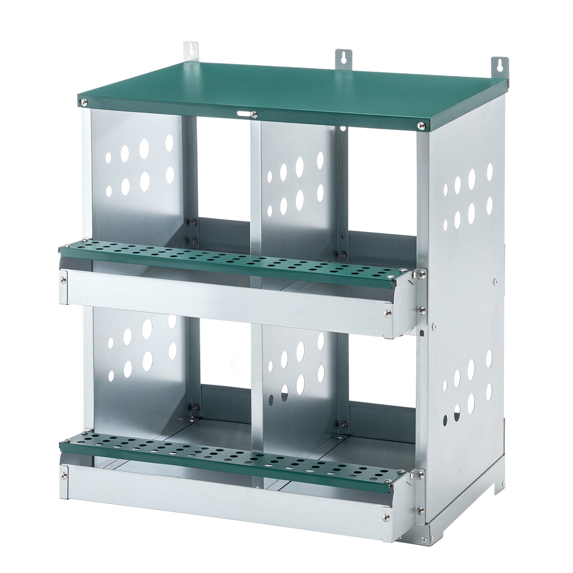 KFX-9829309 4-Compartment Metal Nesting Box for Chickens - Wall Mounted Egg Laying Coop with Ventilation and Easy Cleaning