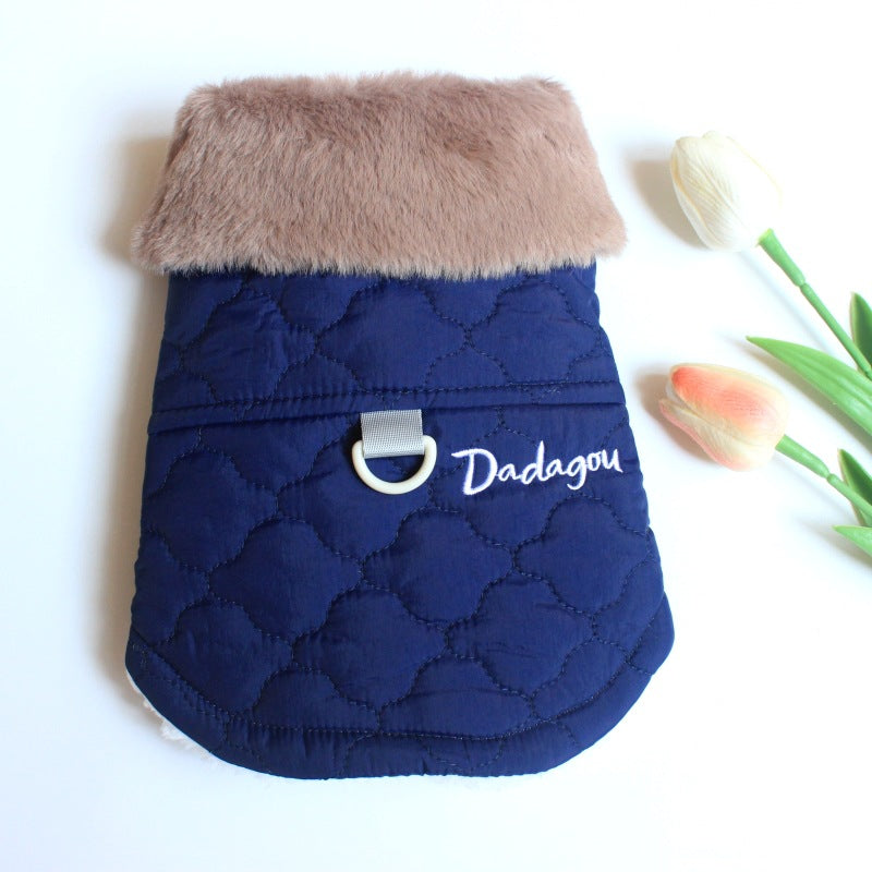 KFX-9830077 Cozy Cotton-Padded Vest with Fur Collar for Cats and Puppies in Multiple Colors