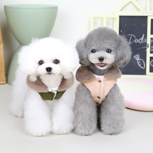 KFX-9830077 Cozy Cotton-Padded Vest with Fur Collar for Cats and Puppies in Multiple Colors