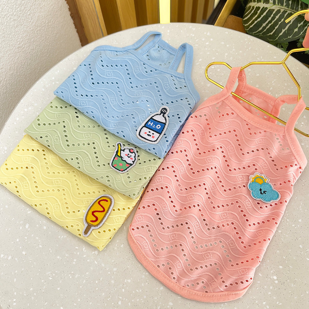 KFX-9831997 Breathable Camisole for Dogs in Pink, Blue, Yellow, and Green - Various Sizes Available