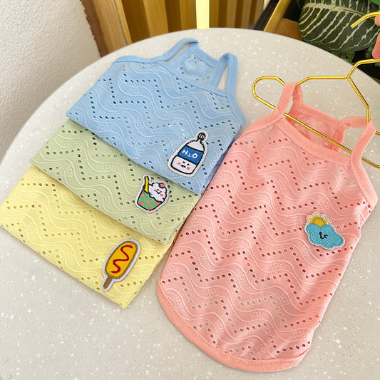 KFX-9831997 Breathable Camisole for Dogs in Pink, Blue, Yellow, and Green - Various Sizes Available