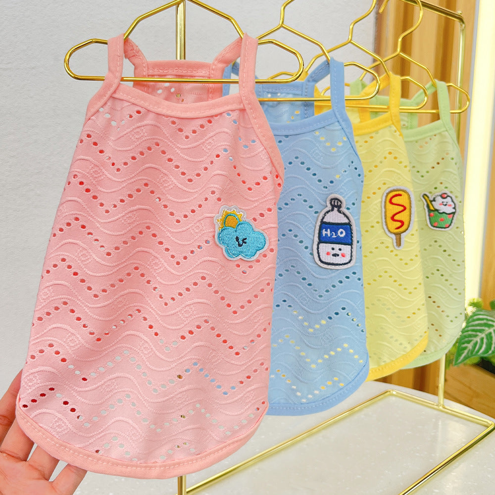 KFX-9831997 Breathable Camisole for Dogs in Pink, Blue, Yellow, and Green - Various Sizes Available