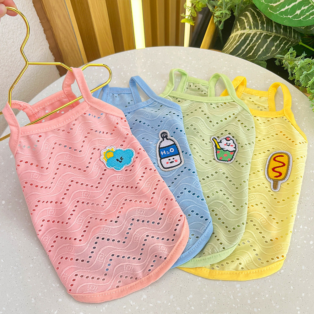 KFX-9831997 Breathable Camisole for Dogs in Pink, Blue, Yellow, and Green - Various Sizes Available