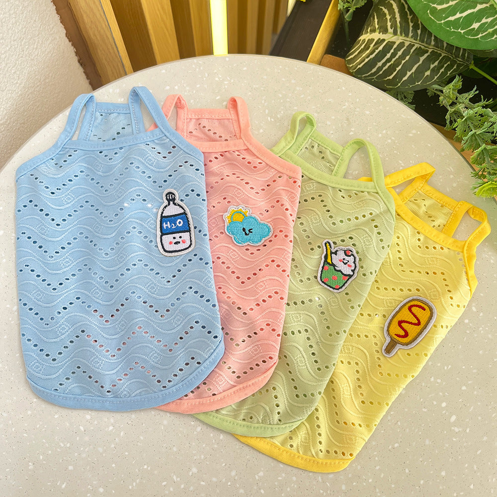 KFX-9831997 Breathable Camisole for Dogs in Pink, Blue, Yellow, and Green - Various Sizes Available