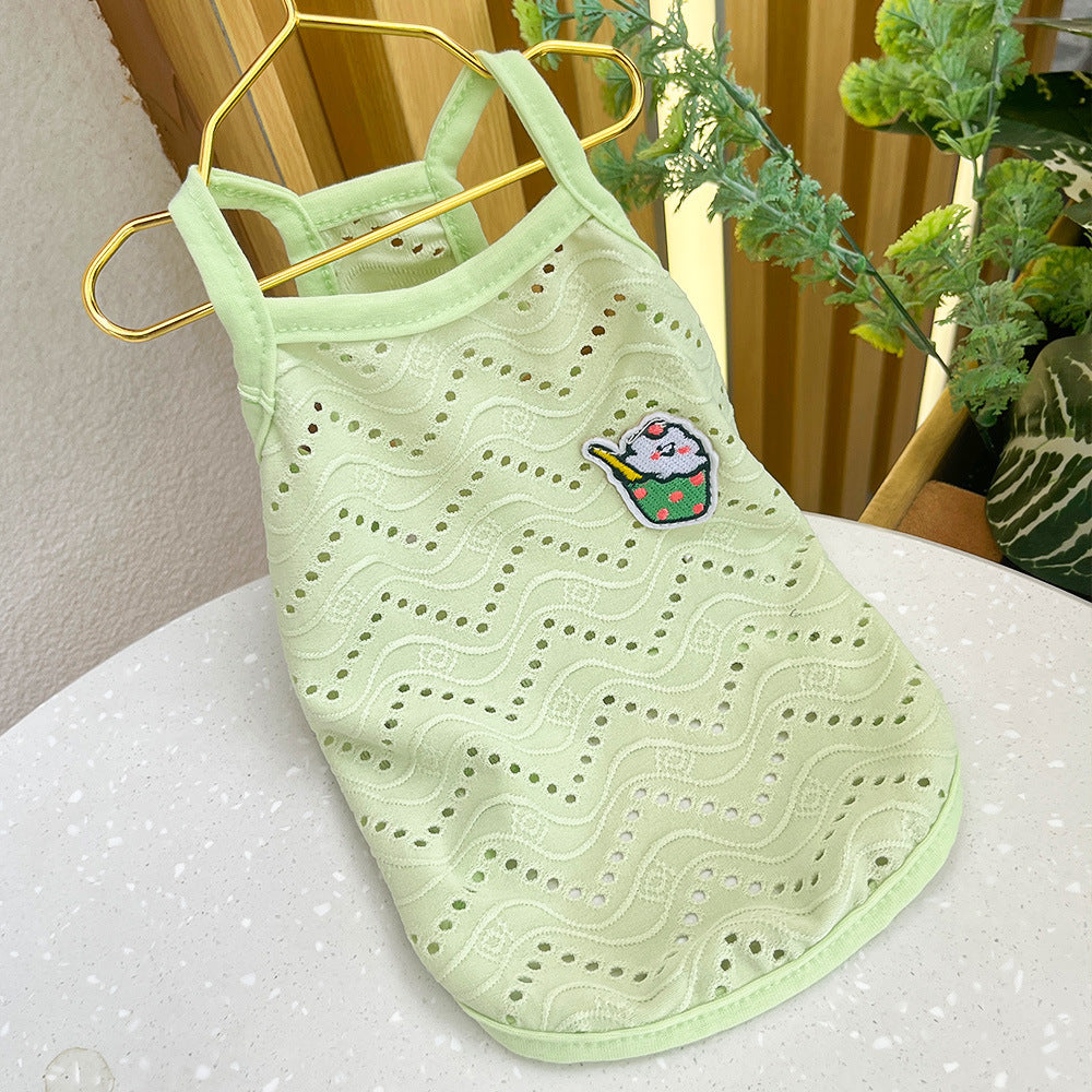 KFX-9831997 Breathable Camisole for Dogs in Pink, Blue, Yellow, and Green - Various Sizes Available