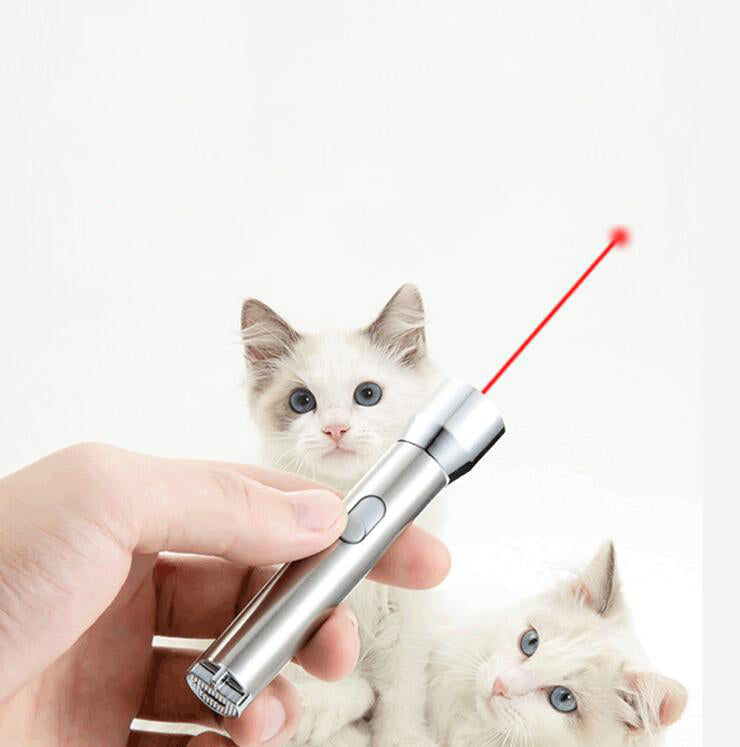 KFX-9832893 Rechargeable Mini LED Purple Multi-Pattern Laser Flashlight for Cats, Stainless Steel & Plastic, Compact Size