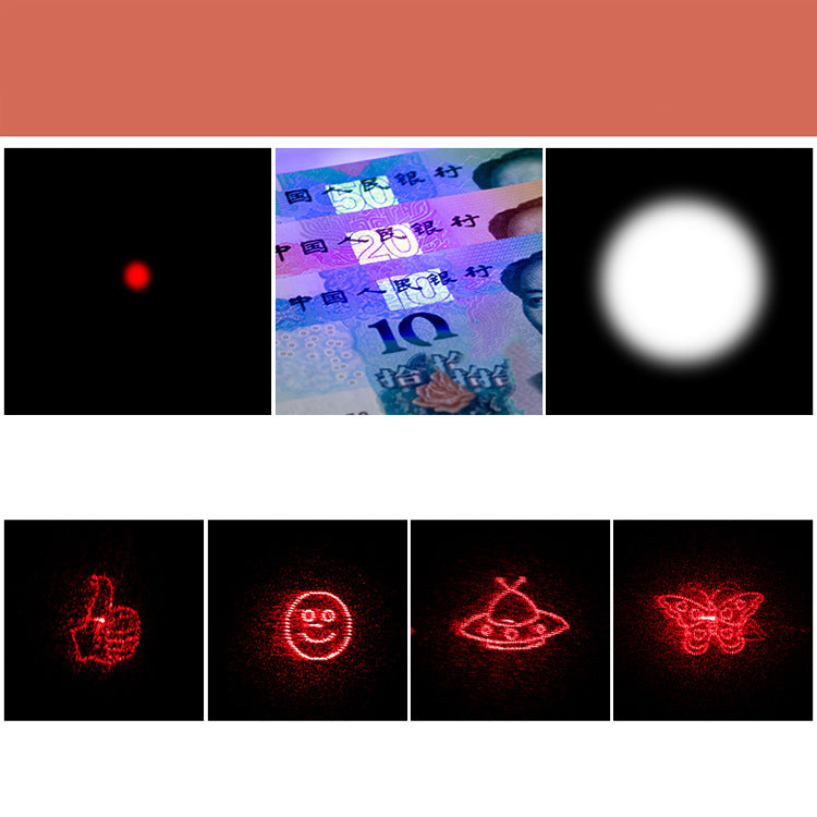 KFX-9832893 Rechargeable Mini LED Purple Multi-Pattern Laser Flashlight for Cats, Stainless Steel & Plastic, Compact Size