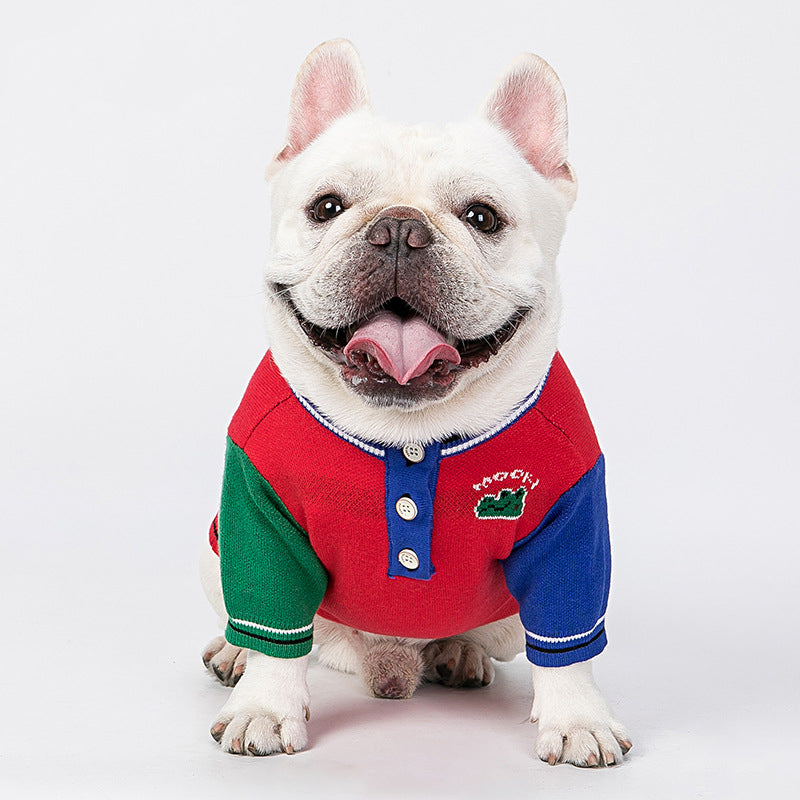 KFX-9833789 Cozy Cartoon Red Sweater for Pets - Autumn and Winter Dog Wear