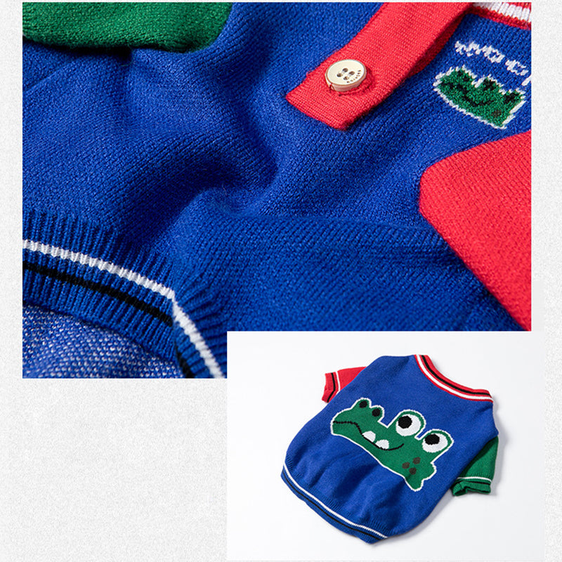 KFX-9833789 Cozy Cartoon Red Sweater for Pets - Autumn and Winter Dog Wear