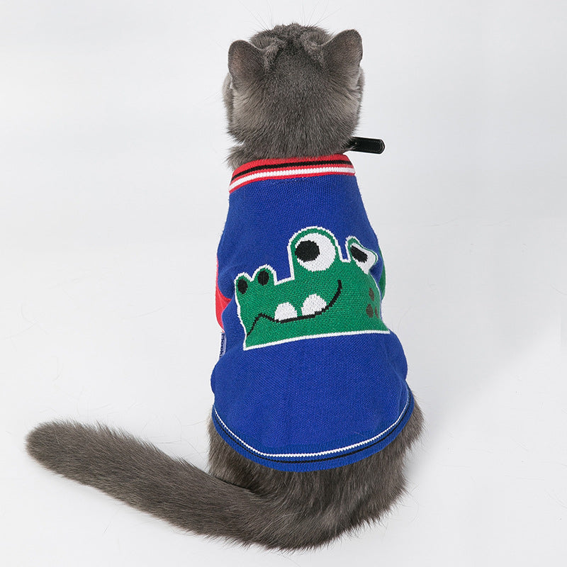 KFX-9833789 Cozy Cartoon Red Sweater for Pets - Autumn and Winter Dog Wear