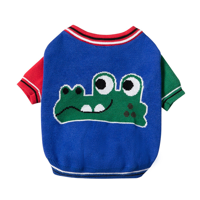 KFX-9833789 Cozy Cartoon Red Sweater for Pets - Autumn and Winter Dog Wear