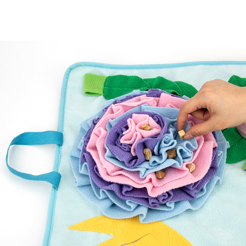 KFX-9836221 Interactive Dog Snuffle Mat for Nosework and Feeding, 48 x 48 cm, Polar Fleece Puzzle Training Toy