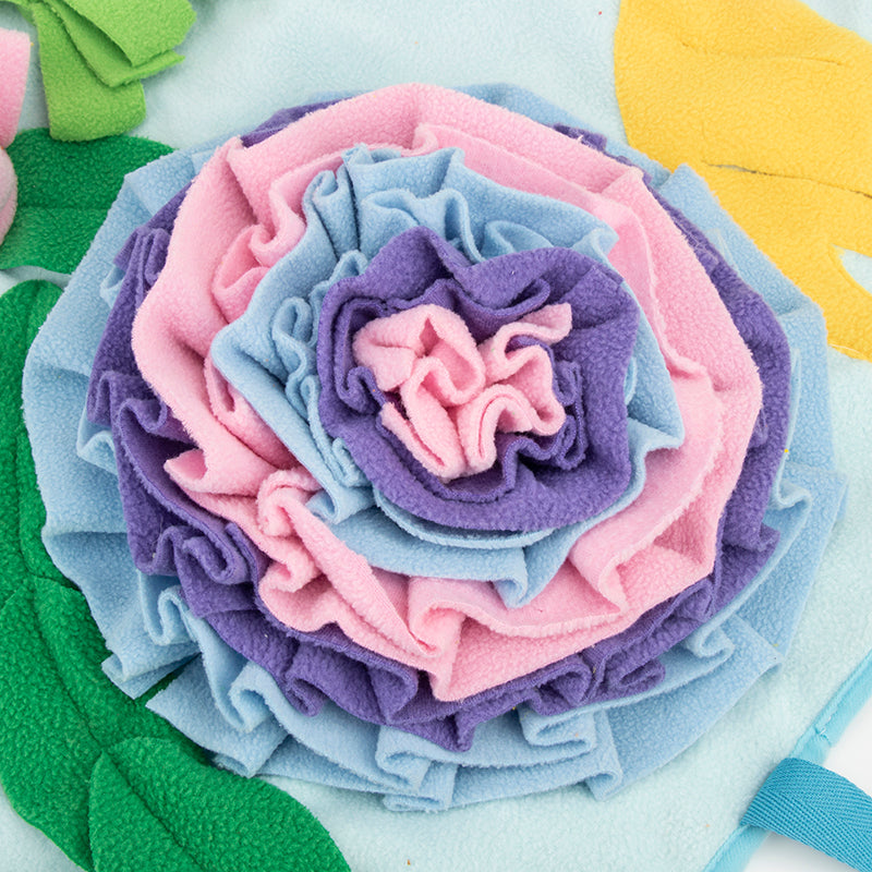 KFX-9836221 Interactive Dog Snuffle Mat for Nosework and Feeding, 48 x 48 cm, Polar Fleece Puzzle Training Toy