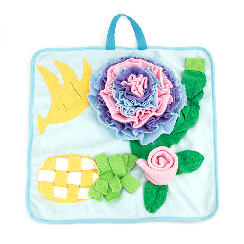 KFX-9836221 Interactive Dog Snuffle Mat for Nosework and Feeding, 48 x 48 cm, Polar Fleece Puzzle Training Toy