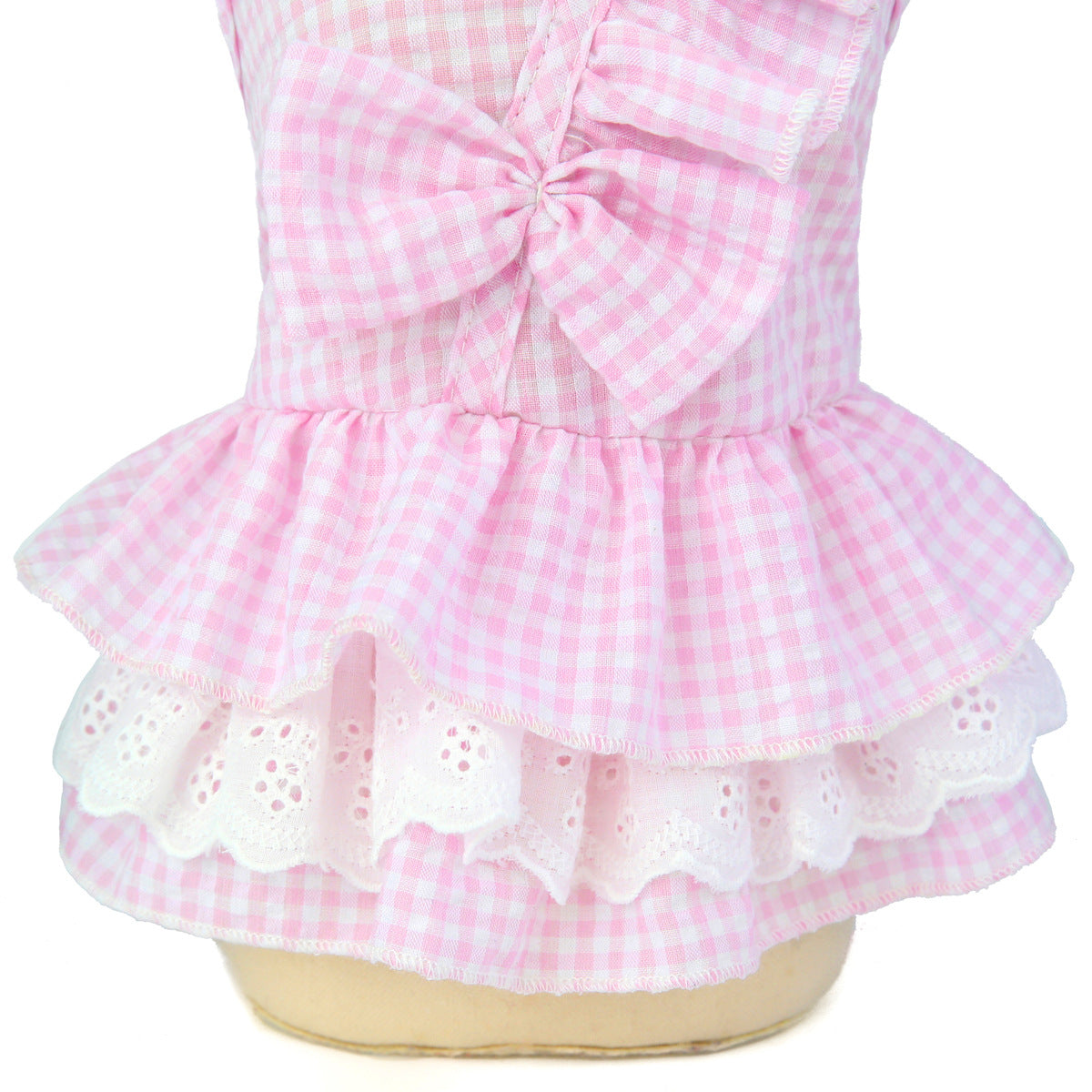 KFX-9837757 Stylish Bowknot Dress for Dogs in Blue and Pink - Cotton Fabric, Sizes S to XXL