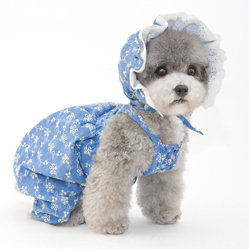 KFX-9841725 Cute Cotton Pet Hat for Puppies and Kittens - Available in Blue, White, Yellow, Sizes S, M, L