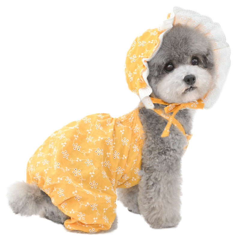 KFX-9841725 Cute Cotton Pet Hat for Puppies and Kittens - Available in Blue, White, Yellow, Sizes S, M, L