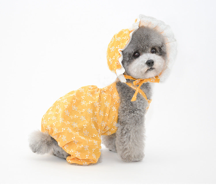 KFX-9841725 Cute Cotton Pet Hat for Puppies and Kittens - Available in Blue, White, Yellow, Sizes S, M, L
