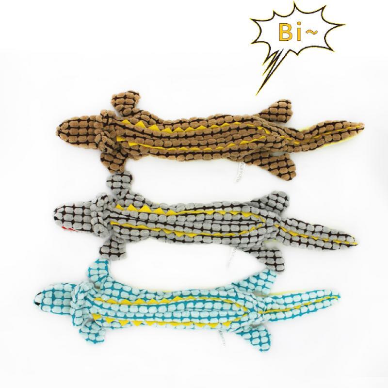 KFX-9844413 Plush Crocodile Dog Toy - Bite Resistant Squeaky Plush for Small and Large Dogs