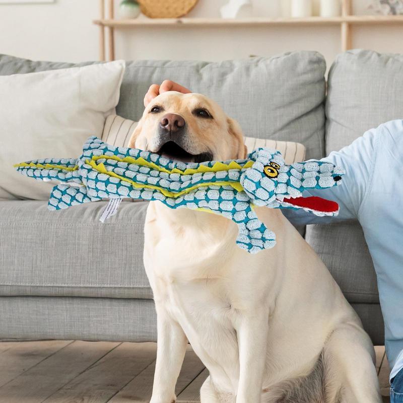 KFX-9844413 Plush Crocodile Dog Toy - Bite Resistant Squeaky Plush for Small and Large Dogs