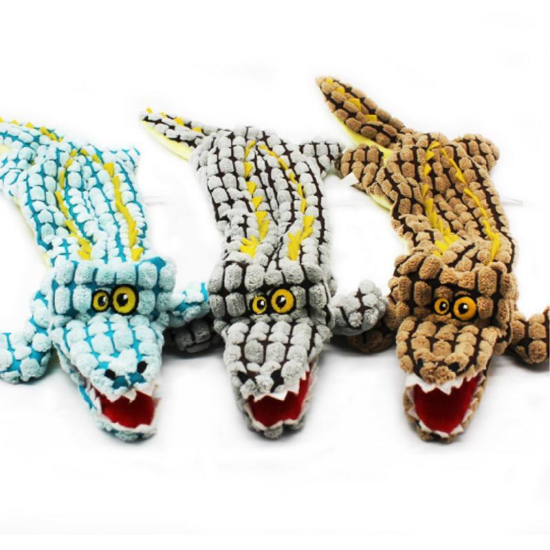 KFX-9844413 Plush Crocodile Dog Toy - Bite Resistant Squeaky Plush for Small and Large Dogs