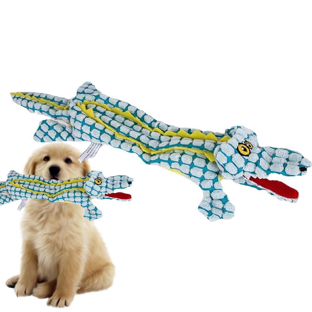 KFX-9844413 Plush Crocodile Dog Toy - Bite Resistant Squeaky Plush for Small and Large Dogs