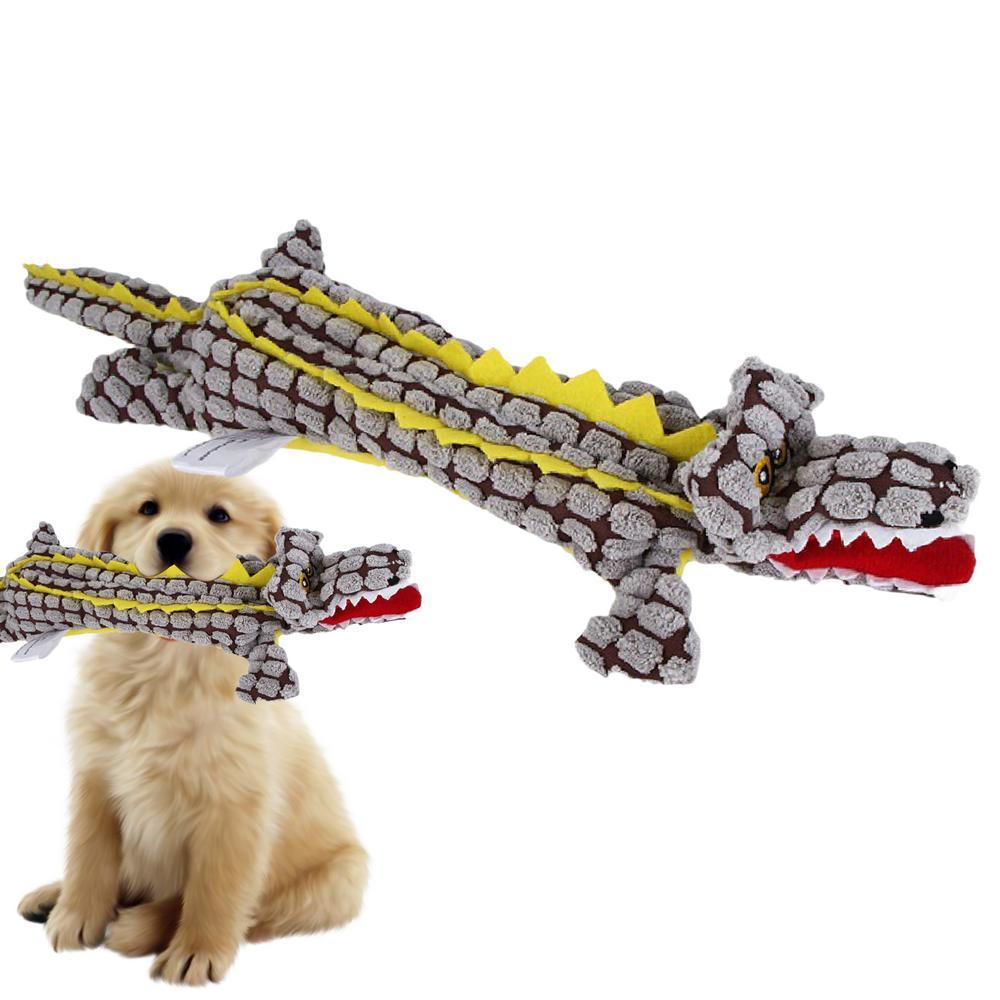 KFX-9844413 Plush Crocodile Dog Toy - Bite Resistant Squeaky Plush for Small and Large Dogs