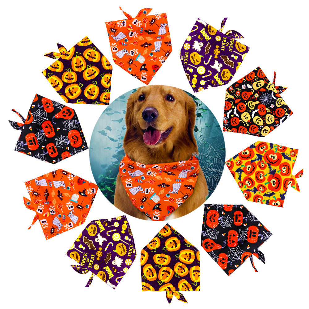 KFX-9844541 Halloween-Themed Dog Bandana Scarf - Various Sizes and Prints