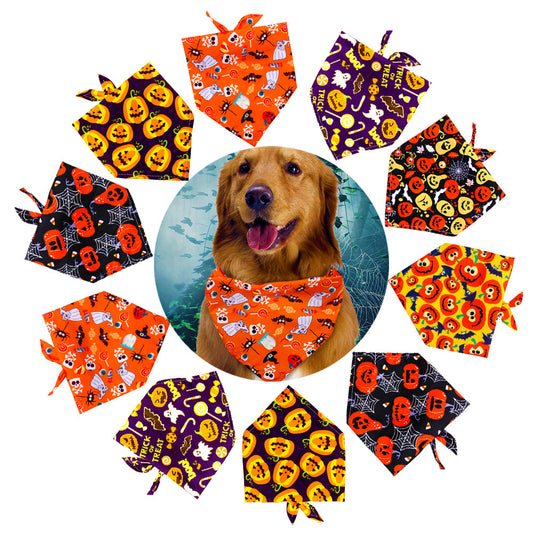 KFX-9844541 Halloween-Themed Dog Bandana Scarf - Various Sizes and Prints