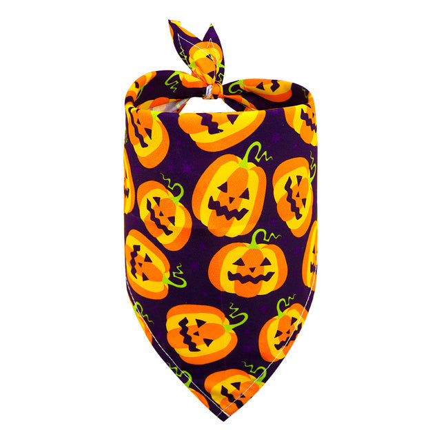 KFX-9844541 Halloween-Themed Dog Bandana Scarf - Various Sizes and Prints