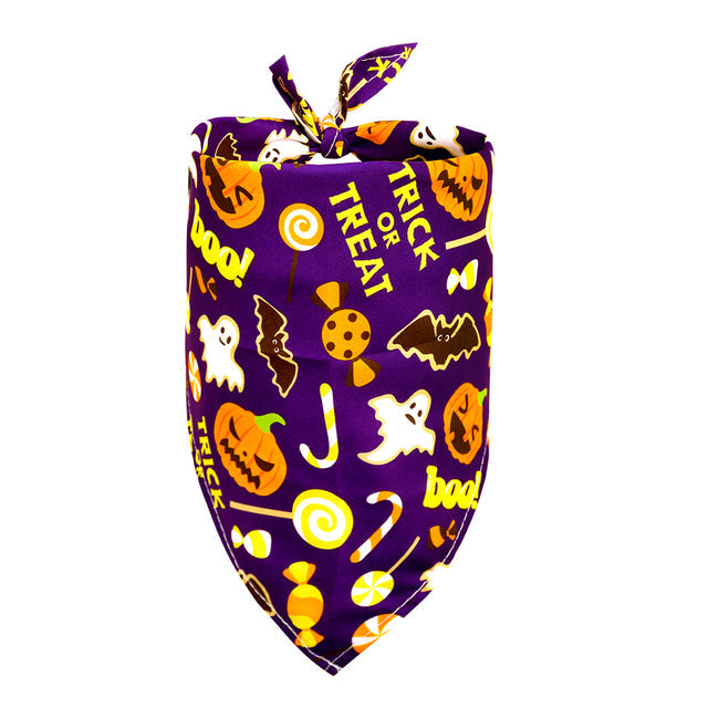 KFX-9844541 Halloween-Themed Dog Bandana Scarf - Various Sizes and Prints