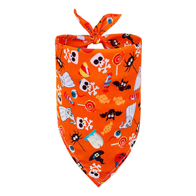 KFX-9844541 Halloween-Themed Dog Bandana Scarf - Various Sizes and Prints