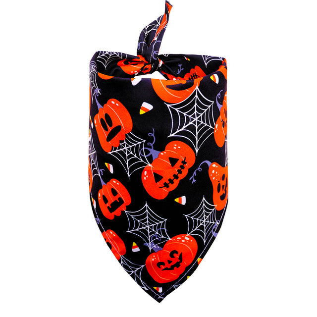 KFX-9844541 Halloween-Themed Dog Bandana Scarf - Various Sizes and Prints