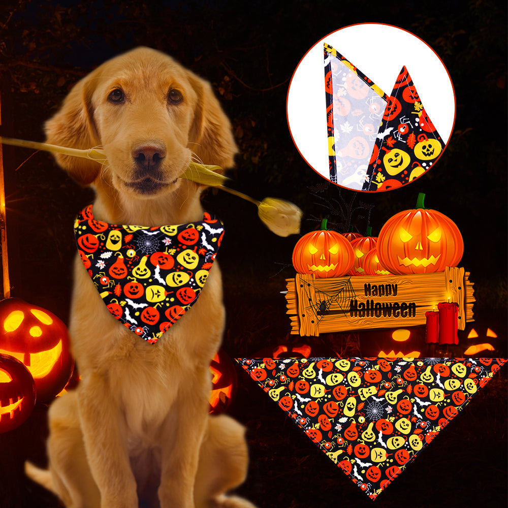 KFX-9844541 Halloween-Themed Dog Bandana Scarf - Various Sizes and Prints