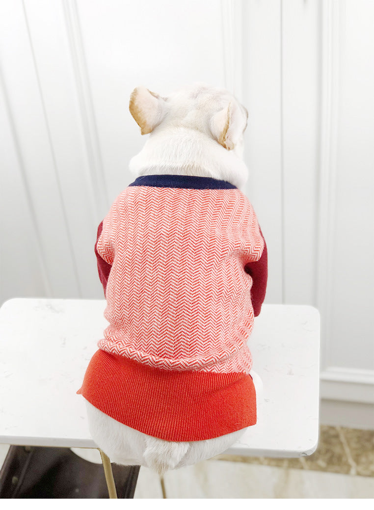 KFX-9844925 Cozy Rabbit Fleece Dog and Cat Sweater in Orange and Maroon