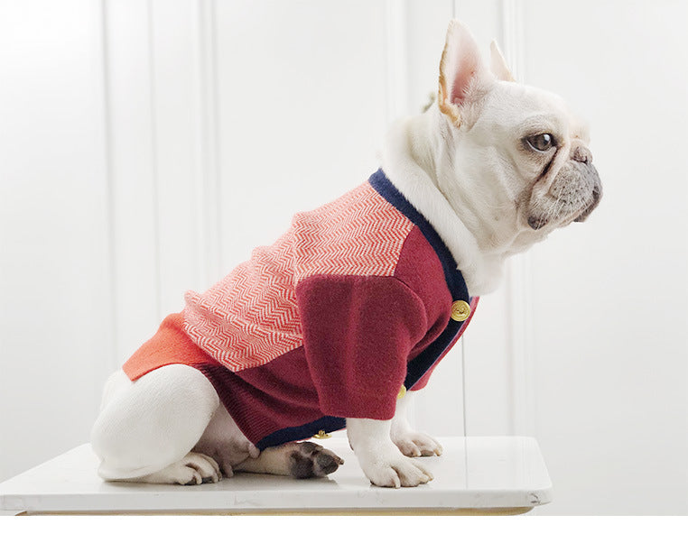 KFX-9844925 Cozy Rabbit Fleece Dog and Cat Sweater in Orange and Maroon