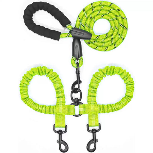 KFX-9846717 Double-Ended Luminous Pet Leash - Durable Nylon, Adjustable Length, Available in Multiple Colors